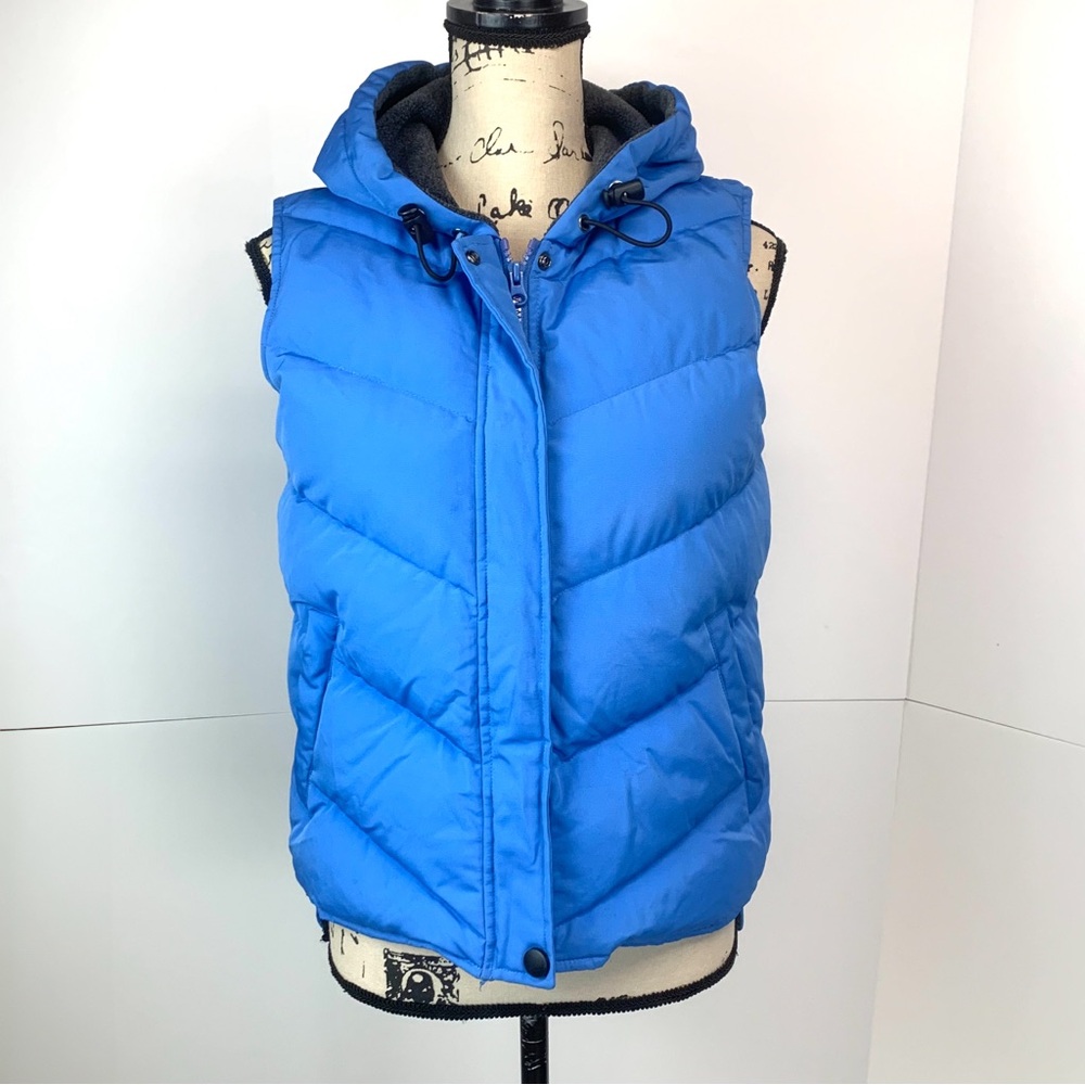 Bernardo Down Duvet Women XS Puffer Vest Full Zip Fleece Lined Hood Pockets Ski